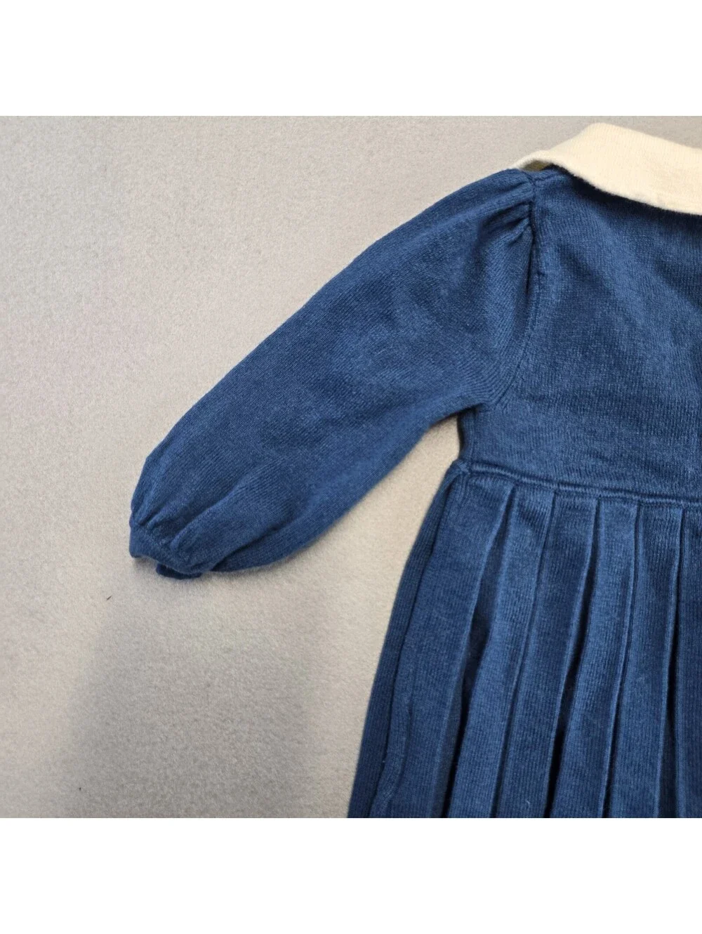 Cygnet Living Pleated Knit Dress Girls 12M Navy Cream Cotton Cashmere Blend NWOT